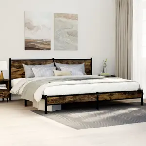 vidaXL Cadre de lit en métal sans matelas chêne fumé 193x203 cm pas cher