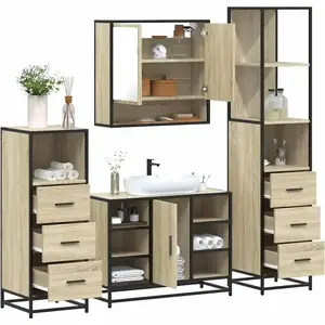 Comparateur de prix : vidaXL Ensemble de meubles de salle de bain 4 pcs chêne sonoma