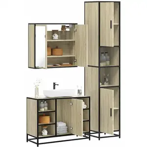 Comparateur de prix : vidaXL Ensemble de meubles de salle de bain 3 pcs chêne sonoma