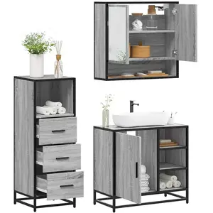 vidaXL Ensemble de meubles de salle de bain 3 pcs Sonoma gris pas cher