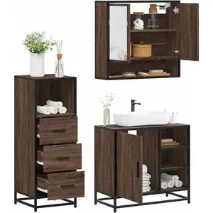 vidaXL Ensemble de meubles de salle de bain 3 pcs Chêne marron pas cher
