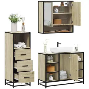 vidaXL Ensemble de meubles de salle de bain 3 pcs chêne sonoma pas cher