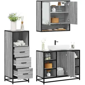 vidaXL Ensemble de meubles de salle de bain 3 pcs Sonoma gris pas cher