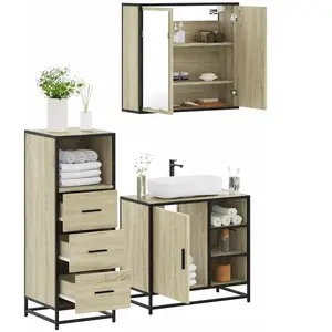 vidaXL Ensemble de meubles de salle de bain 3 pcs chêne sonoma pas cher