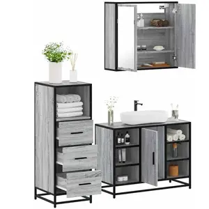 vidaXL Ensemble de meubles de salle de bain 3 pcs Sonoma gris pas cher