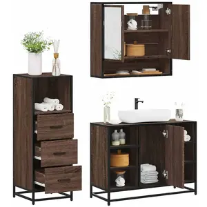 vidaXL Ensemble de meubles de salle de bain 3 pcs Chêne marron pas cher