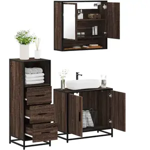 vidaXL Ensemble de meubles de salle de bain 3 pcs Chêne marron pas cher
