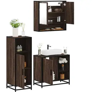 vidaXL Ensemble de meubles de salle de bain 3 pcs Chêne marron pas cher