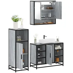 vidaXL Ensemble de meubles de salle de bain 3 pcs Sonoma gris pas cher