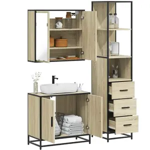 vidaXL Ensemble de meubles de salle de bain 3 pcs chêne sonoma pas cher
