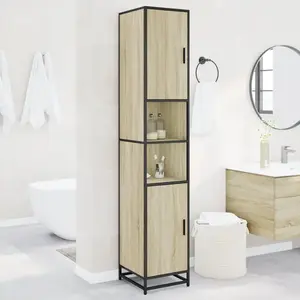 vidaXL Armoire de salle de bain chêne sonoma bois d'ingénierie métal pas cher
