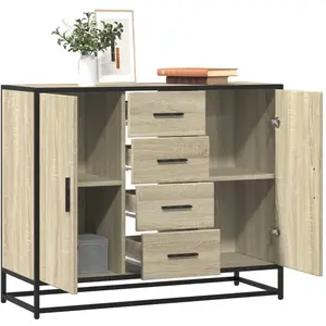 vidaXL Buffet chêne sonoma 92x35x76 cm bois d'ingénierie pas cher