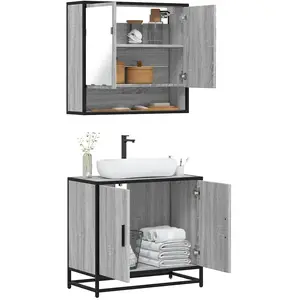 vidaXL Ensemble de meubles de salle de bain 2 pcs Sonoma gris pas cher