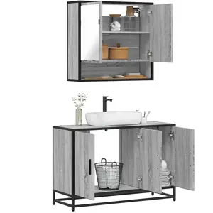 vidaXL Ensemble de meubles de salle de bain 2 pcs Sonoma gris pas cher
