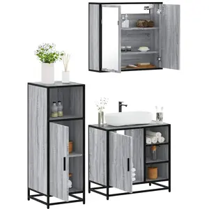 vidaXL Ensemble de meubles de salle de bain 3 pcs Sonoma gris pas cher
