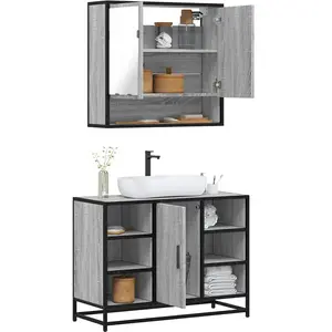 vidaXL Ensemble de meubles de salle de bain 2 pcs Sonoma gris pas cher
