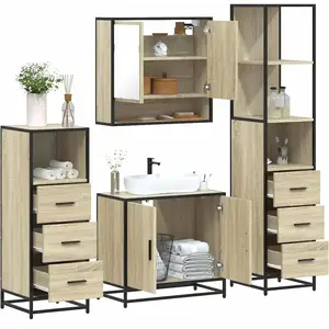 vidaXL Ensemble de meubles de salle de bain 4 pcs chêne sonoma pas cher