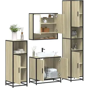Comparateur de prix : vidaXL Ensemble de meubles de salle de bain 4 pcs chêne sonoma