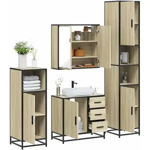 Comparateur de prix : vidaXL Ensemble de meubles de salle de bain 4 pcs chêne sonoma