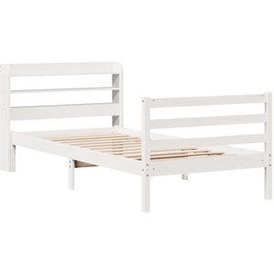 vidaXL Cadre de lit et tête de lit blanc 200x200 cm bois de pin massif pas cher