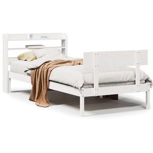 vidaXL Cadre de lit sans matelas blanc 90x190 cm bois de pin massif pas cher