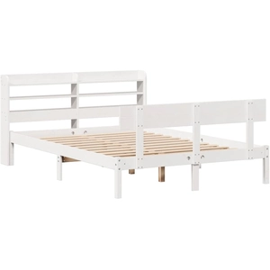 vidaXL Cadre de lit sans matelas blanc 135x190 cm bois de pin massif pas cher