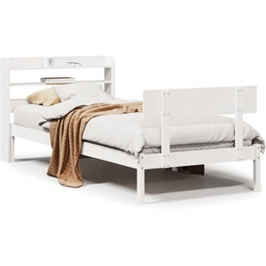 vidaXL Cadre de lit sans matelas blanc 100x200 cm bois de pin massif pas cher