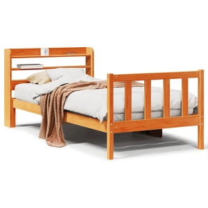 vidaXL Cadre de lit et tête de lit cire marron 100x200 cm bois de pin pas cher
