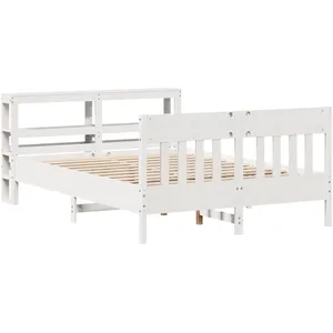 vidaXL Cadre de lit sans matelas blanc 120x190 cm bois de pin massif pas cher