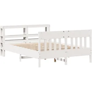 vidaXL Cadre de lit sans matelas blanc 120x200 cm bois de pin massif pas cher