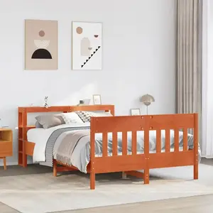 vidaXL Cadre de lit sans matelas cire marron 150x200cm bois pin massif pas cher