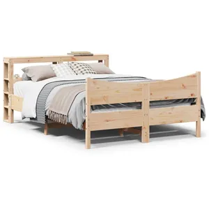 vidaXL Cadre de lit avec tête de lit 160x200 cm bois de pin massif pas cher