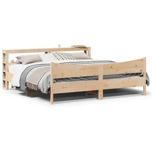 vidaXL Cadre de lit avec tête de lit 180x200 cm bois de pin massif pas cher