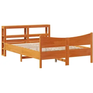 vidaXL Cadre de lit et tête de lit cire marron 150x200 cm bois de pin pas cher