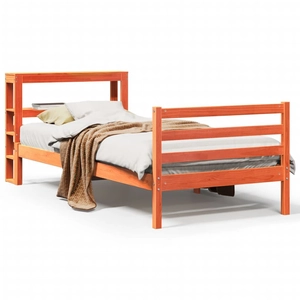 vidaXL Cadre de lit sans matelas cire marron 75x190 cm bois pin massif pas cher