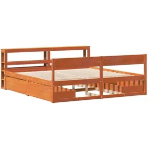 vidaXL Cadre de lit sans matelas cire marron 180x200cm bois pin massif pas cher
