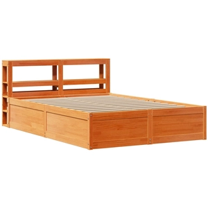 vidaXL Cadre de lit avec tête de lit cire marron 75x190 cm bois de pin pas cher