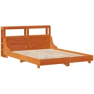 vidaXL Cadre de lit sans matelas cire marron 140x200cm bois pin massif pas cher