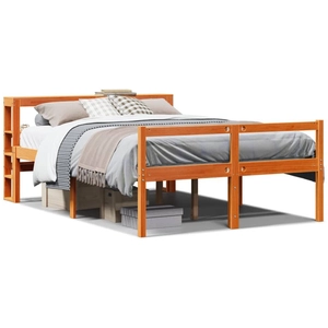 vidaXL Cadre de lit et tête de lit cire marron 140x200 cm bois de pin pas cher
