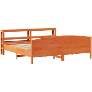 vidaXL Cadre de lit sans matelas cire marron 180x200cm bois pin massif pas cher