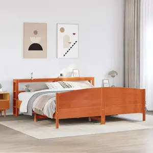 vidaXL Cadre de lit sans matelas cire marron 200x200cm bois pin massif pas cher