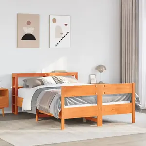 vidaXL Cadre de lit sans matelas cire marron 120x200cm bois pin massif pas cher