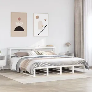 vidaXL Cadre de lit sans matelas blanc 200x200 cm bois massif de pin pas cher