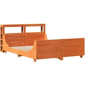 vidaXL Cadre de lit sans matelas cire marron 120x200cm bois pin massif pas cher