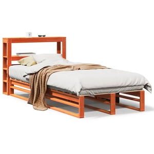 vidaXL Cadre de lit sans matelas cire marron 120x190cm bois pin massif pas cher