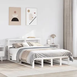 vidaXL Cadre de lit sans matelas blanc 150x200 cm bois de pin massif pas cher
