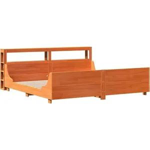 vidaXL Cadre de lit sans matelas cire marron 200x200cm bois pin massif pas cher