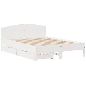 Cadre de lit sans matelas blanc 120x190 cm bois de pin massif vidaXL pas cher