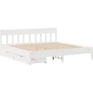 Cadre de lit sans matelas blanc 180x200 cm bois massif de pin vidaXL pas cher
