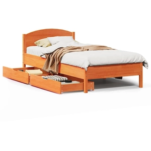 Cadre de lit sans matelas cire marron 160x200cm bois pin massif vidaXL pas cher
